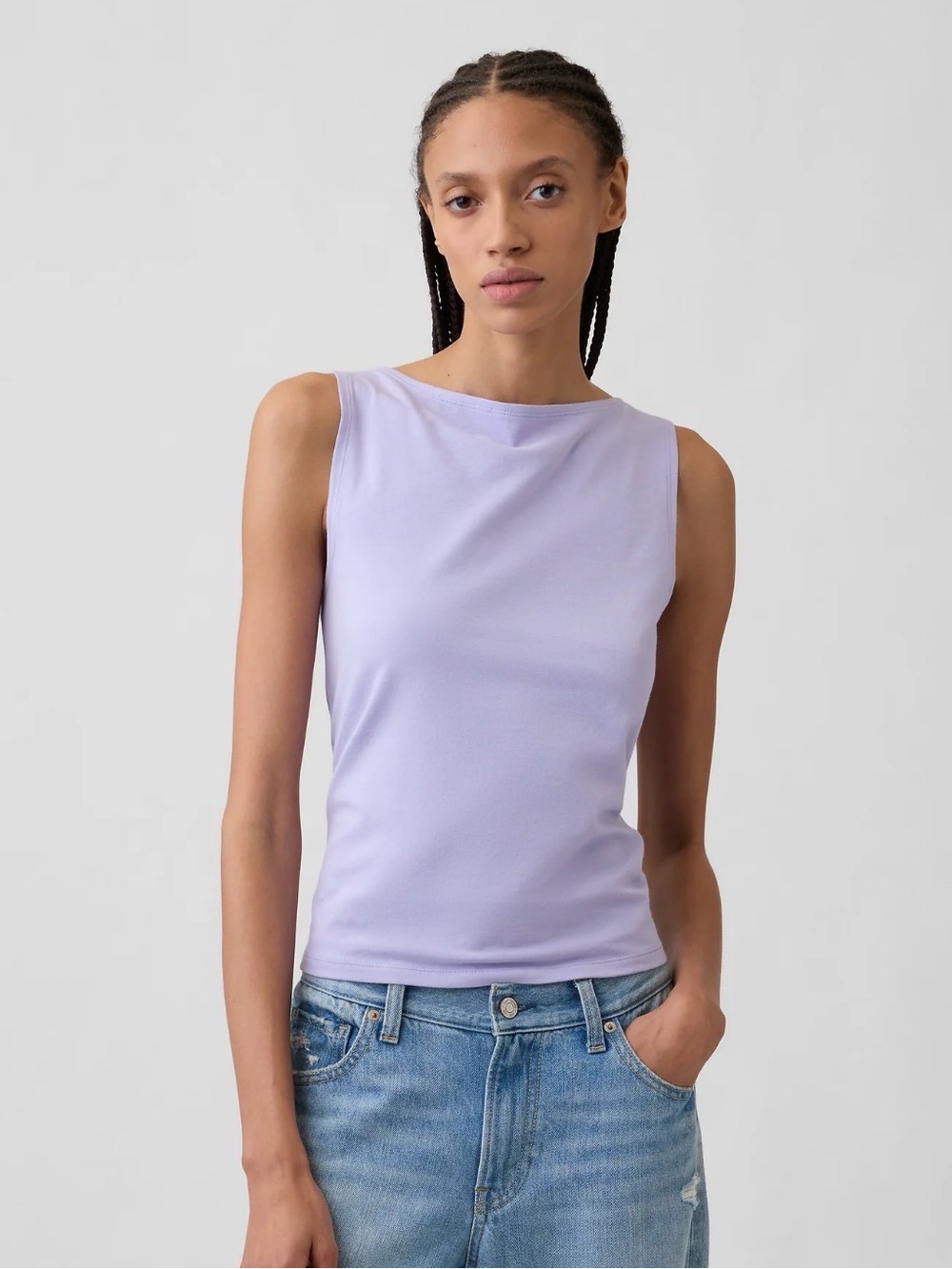 Women’s Sleeveless Boat Neck Tank Top - Lavender
